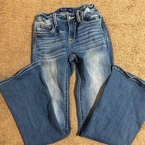 Miss Me Youth Girls Size 12 Mid Rise Boot Cut Horseshoe Floral Size 12 Jeans